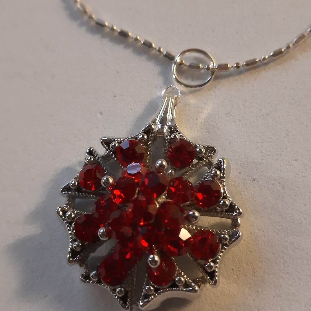 Brand New Dazzling Red Silver Neckless
